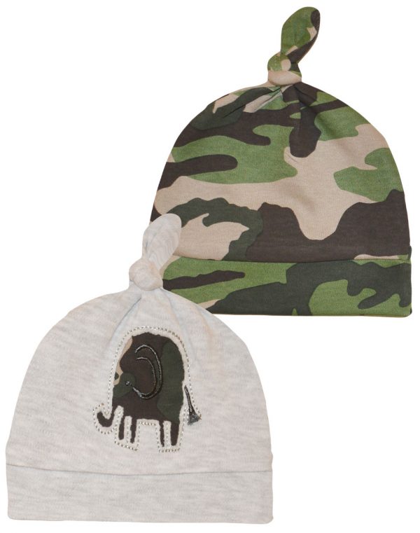 2 pcs set of hats cotton with army print