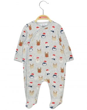 Baby Christmas velour Romper, UNISEX  (0 -15 months)