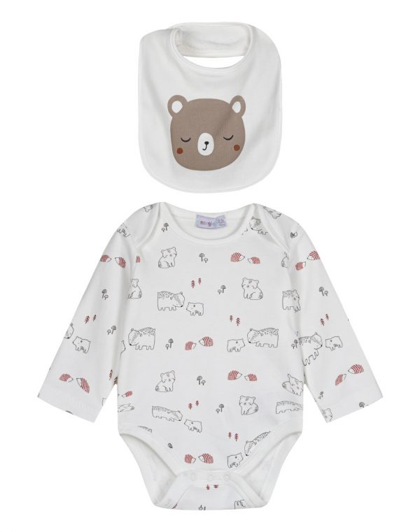 Bodysuit with matching bib for baby boy (0 -15 months)