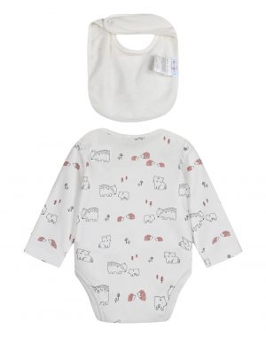 Bodysuit with matching bib for baby boy (0 -15 months)