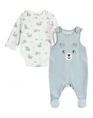 Baby Boy allover print, velor bodysuit (0 -15 months)