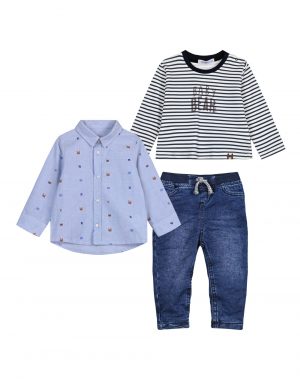 3-piece baby Boy set with denims (0 -15 months)