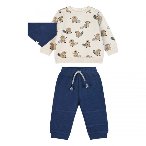 Baby 3 piece set with bib for boy (3 - 18 months)