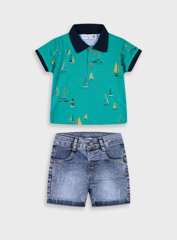 Set polo and shorts for baby boys (9 - 24 months)