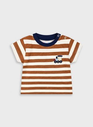 Striped t-shirt with embroidery for baby boys (6 - 18 months)