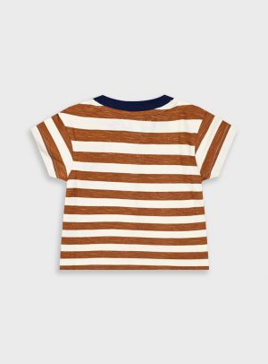 Striped t-shirt with embroidery for baby boys (6 - 18 months)