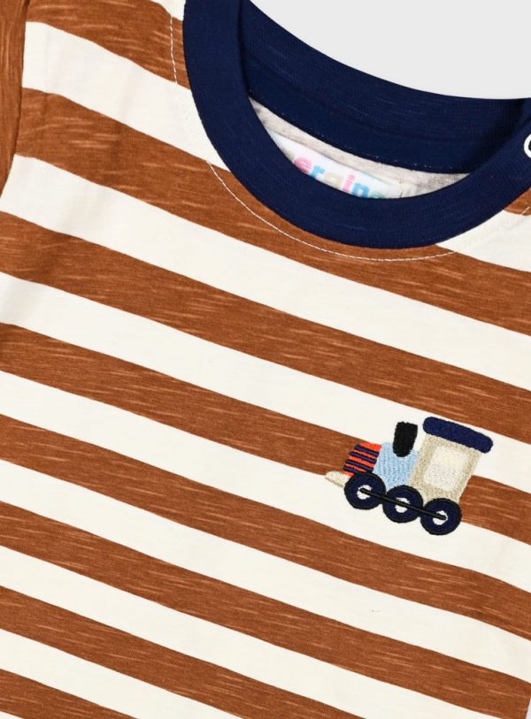 Striped t-shirt with embroidery for baby boys (6 - 18 months)