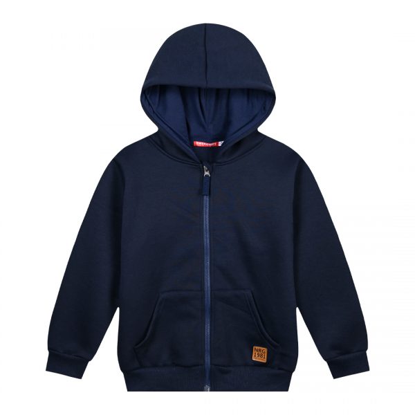 Boy΄s fleece jacket with built-in hood and zip