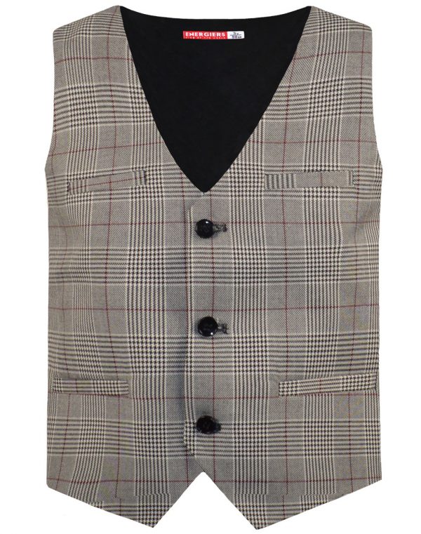 Jacquard vest, plaid with buttons