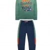 Fleece tracksuit with print for boy