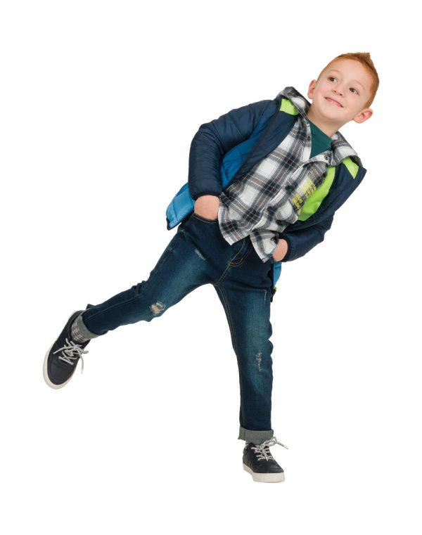 Elastic five-pocket jeans for Boys with internal elastic adjuster, and rips at the knees