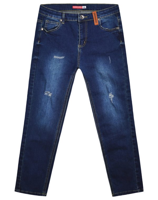 Elastic five-pocket jeans for Boys with internal elastic adjuster, and rips at the knees