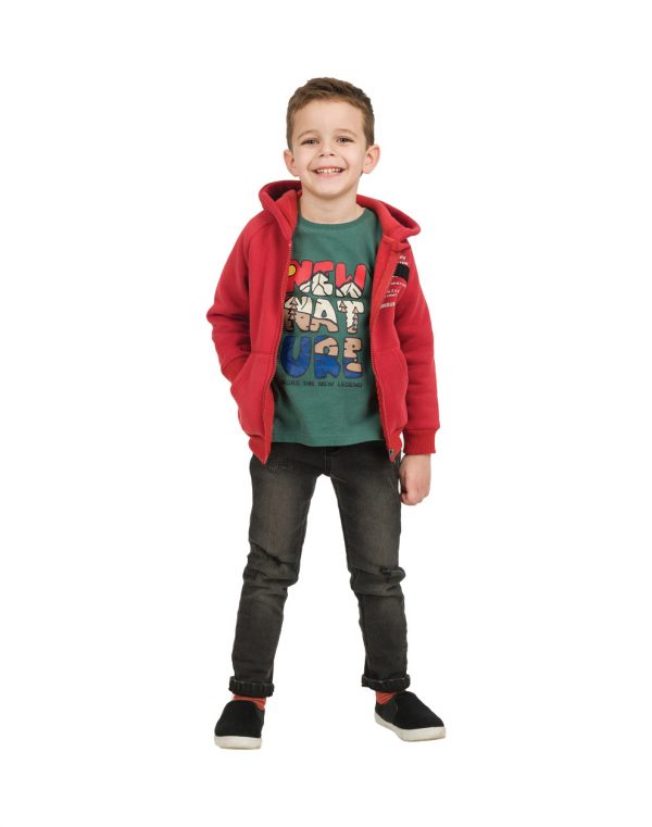 Elastic five-pocket jeans for Boys with internal elastic adjuster, and rips at the knees