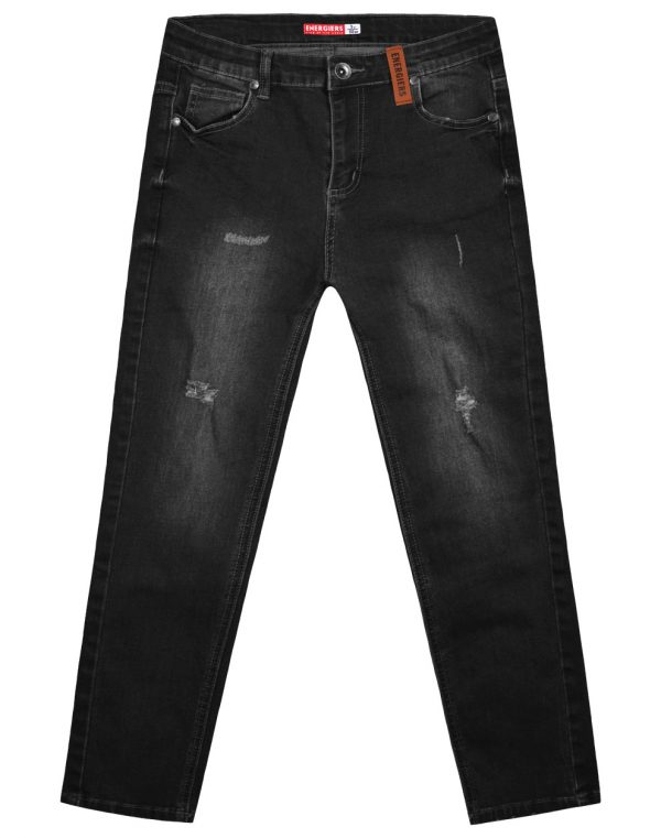 Elastic five-pocket jeans for Boys with internal elastic adjuster, and rips at the knees