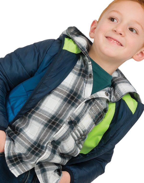 Cotton plaid shirt with hood for Boys