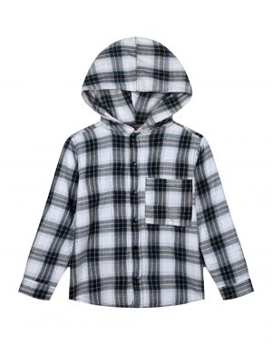 Cotton plaid shirt with hood for Boys