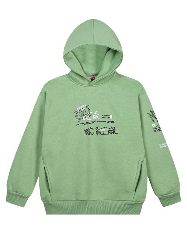 Sweatshirt with lightweight fleece lining, hood, Boy