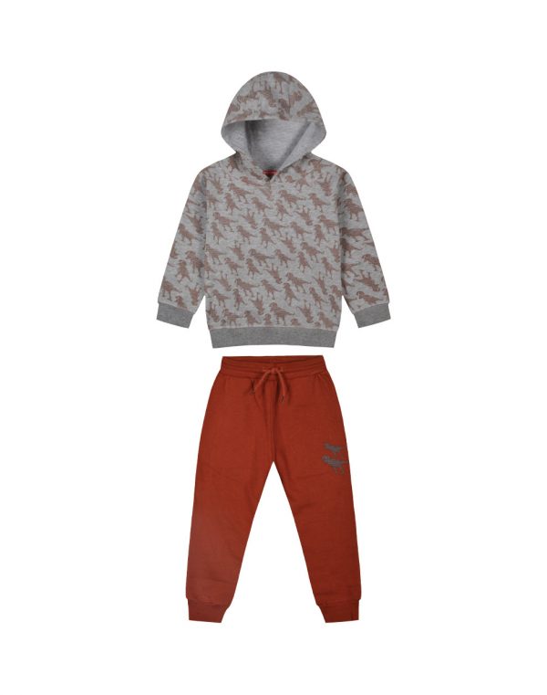 Boy΄s Fleece Tracksuit with allover print and hood