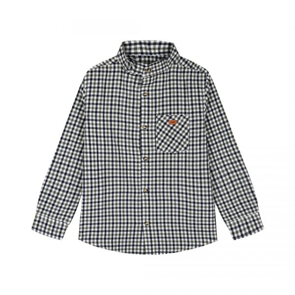 Checkered button up shirt with stand collar for boys