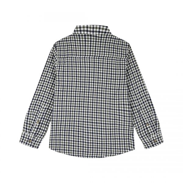 Checkered button up shirt with stand collar for boys