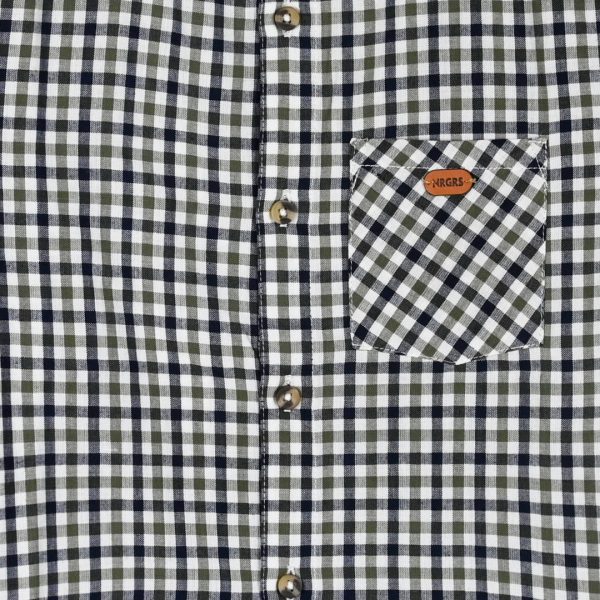 Checkered button up shirt with stand collar for boys