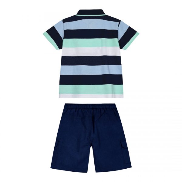 Boy΄s set stripped polo shirt with woven bermuda