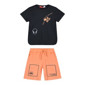 Boy΄s jersey set with print on the shirt and bermuda