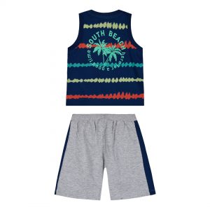 Boy΄s jersey set with sleeveless shirt with print