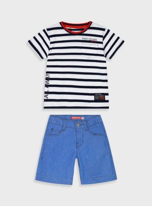 Set with striped t-shirt for boys