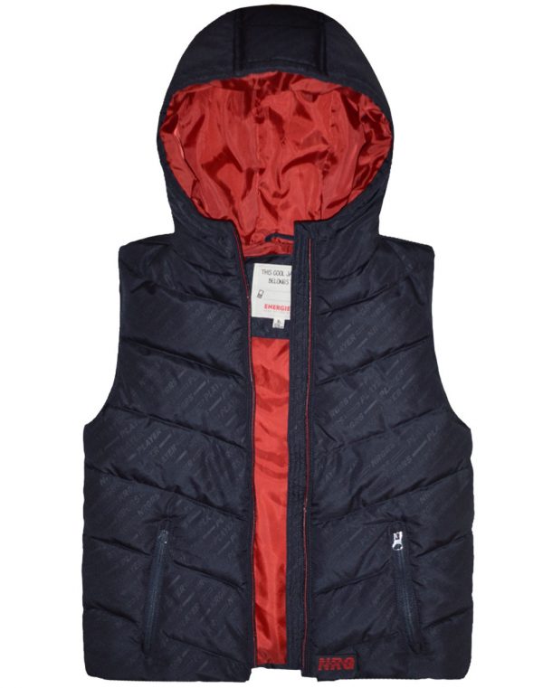 Sleevless vest jacket with hood for boys