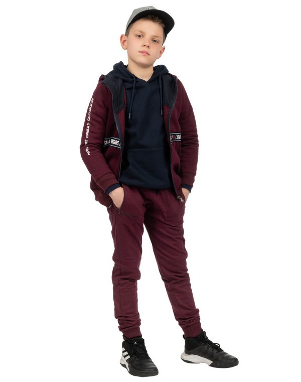 Sweatpants from unbrushed fleece with print for boys