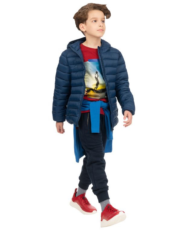 Sweatpants from unbrushed fleece with print for boys