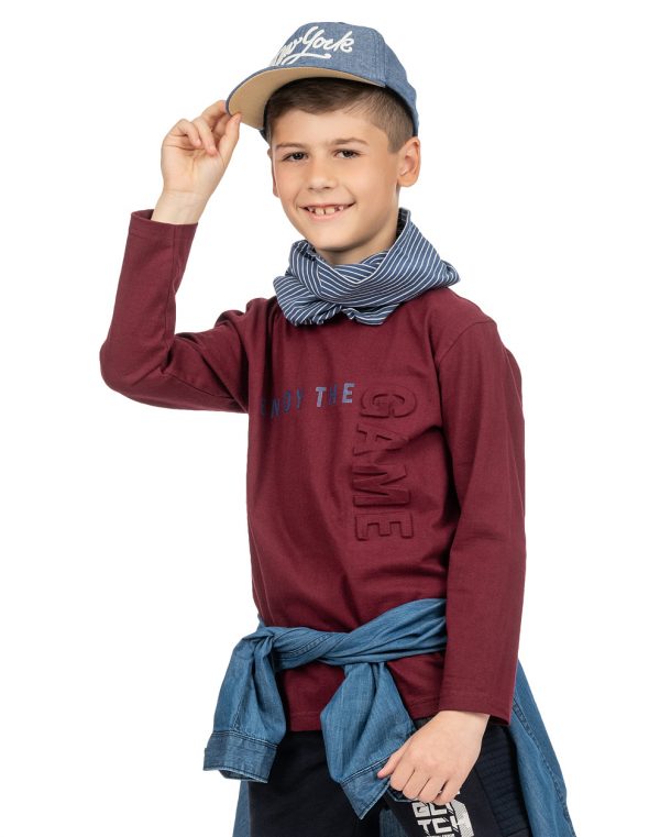 Shirt with embossed print for boys