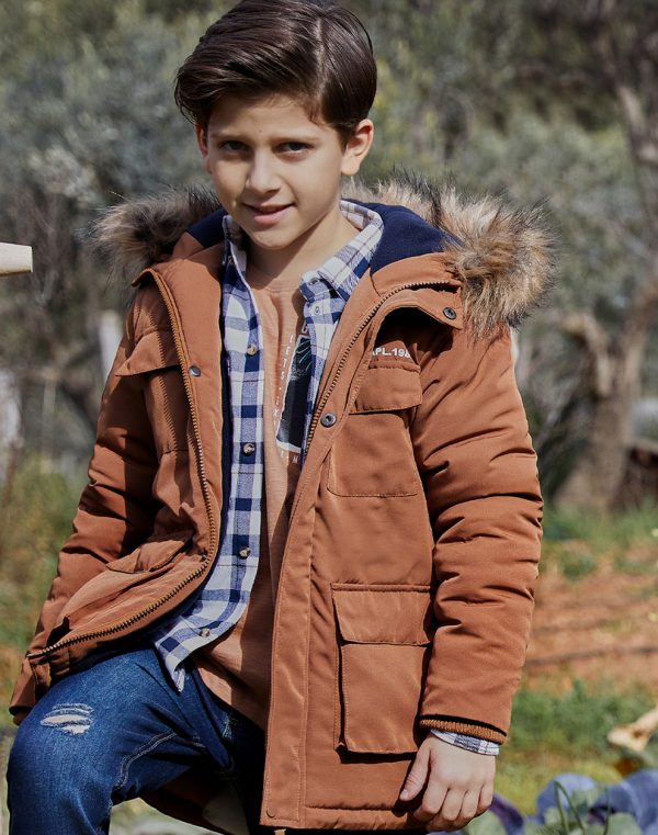 Boy΄s jacket with faux sheepskin lining