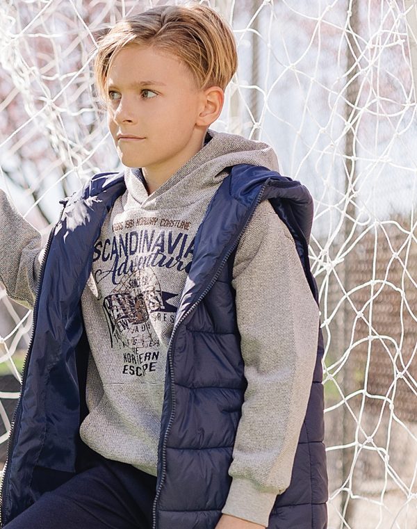 Boy΄s single-coloured puffer vest jacket