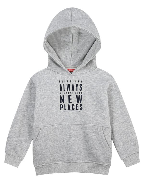 Boy΄s fleece blouse with hood and print on the chest