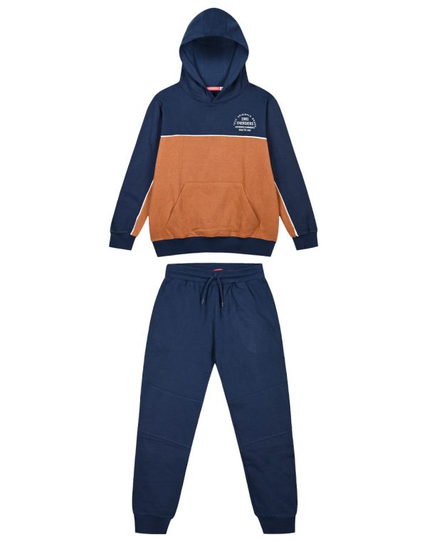 Boy΄s fleece two-coloured jogging set with hood