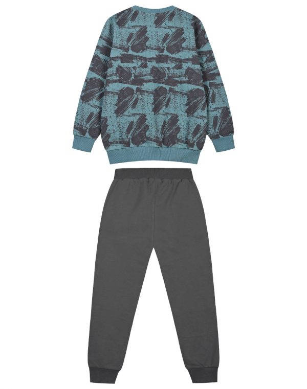 Boy΄s no fluff fleece jogging set with all over print