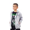 Fleece jacket with hood and print for boys