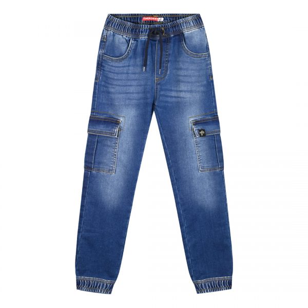 Cargo jeans with elastic waistband for boys