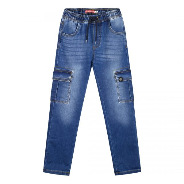 Cargo jeans with elastic waistband for boys