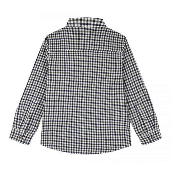 Checkered button up shirt with stand collar for boys