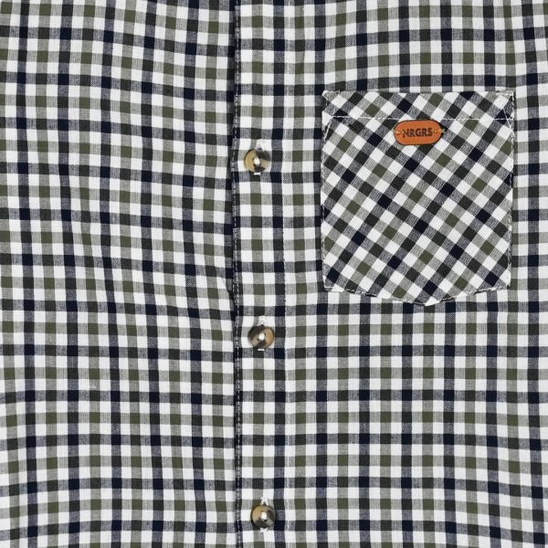 Checkered button up shirt with stand collar for boys