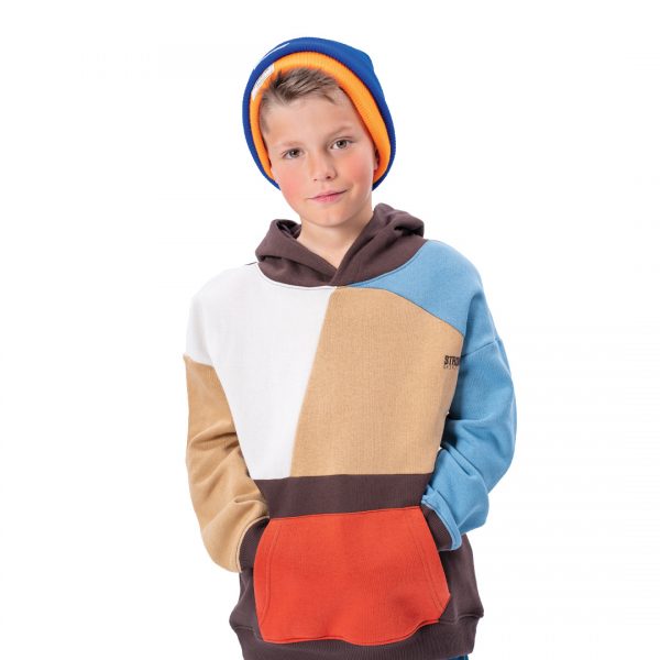 Fleece colour block hoodie for boys