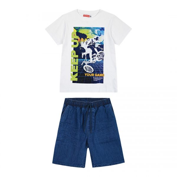 Boy΄s jersey t-shirt with denim bermuda set