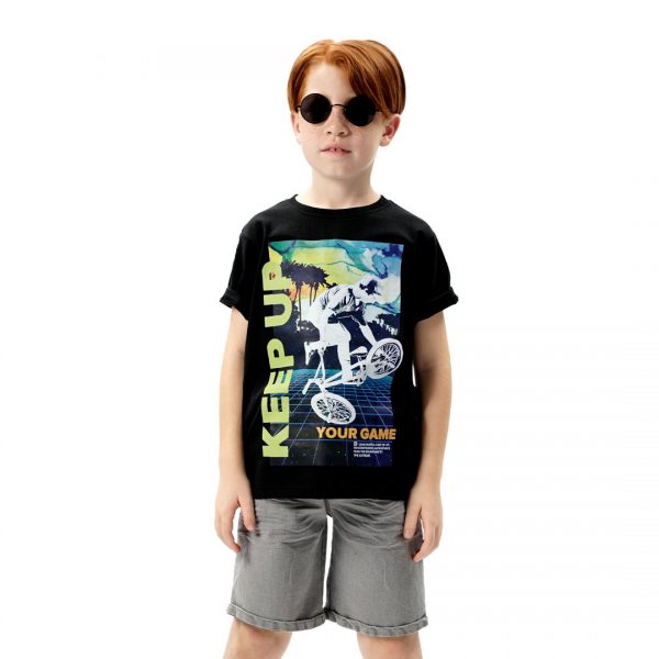 Boy΄s jersey t-shirt with denim bermuda set