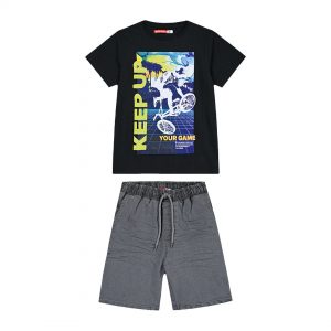 Boy΄s jersey t-shirt with denim bermuda set