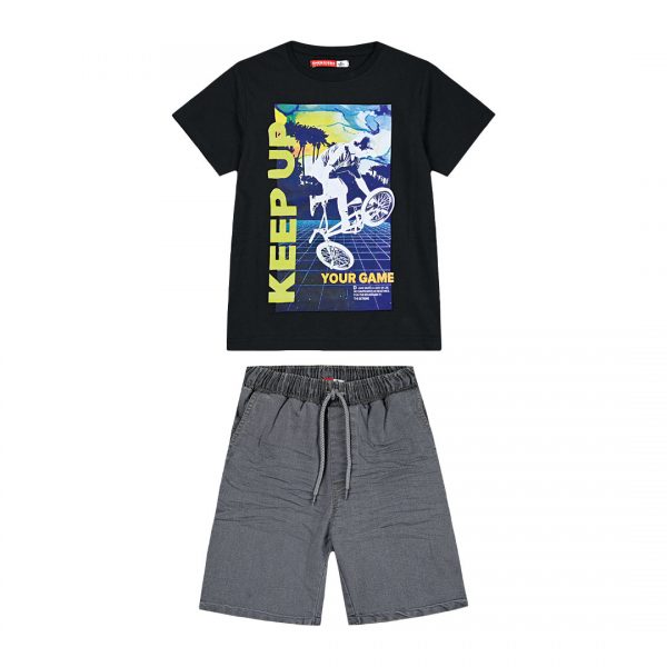 Boy΄s jersey t-shirt with denim bermuda set