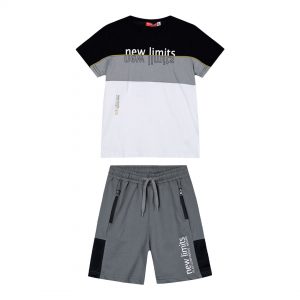 Boy΄s jersey set with panelling and print