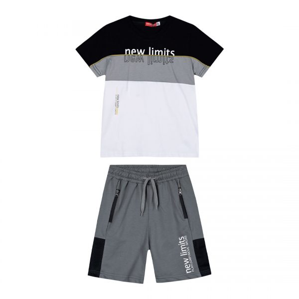 Boy΄s jersey set with panelling and print